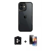 MARSİLYAN™- iPhone 11 Kılıf Akış Çizgi Koleksiyonu - Siyah 3D Antistatik Mat Seramik Nano Ekran Koruyucu + PVD Metal Kamera Lens - TU