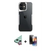 MARSİLYAN™- iPhone 11 Kılıf Akış Çizgi Koleksiyonu - Siyah 3D Antistatik Mat Seramik Nano Ekran Koruyucu + Raze Metal Kamera Lens - KI
