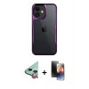 MARSİLYAN™- iPhone 11 Kılıf Akış Çizgi Koleksiyonu - Siyah 3D Antistatik Mat Seramik Nano Ekran Koruyucu + Raze Metal Kamera Lens - KI