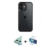 MARSİLYAN™- iPhone 11 Kılıf Akış Çizgi Koleksiyonu - Siyah 3D Antistatik Seramik Nano Ekran Koruyucu + Raze Metal Kamera Lens - MI