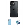 MARSİLYAN™- iPhone 11 Kılıf Akış Çizgi Koleksiyonu - Siyah 3D Antistatik Seramik Nano Ekran Koruyucu + Neon Fosforlu Kamera Lens - TU