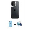 MARSİLYAN™- iPhone 11 Kılıf Akış Çizgi Koleksiyonu - Siyah 3D Antistatik Seramik Nano Ekran Koruyucu + Neon Fosforlu Kamera Lens - TU