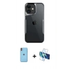 MARSİLYAN™- iPhone 11 Kılıf Akış Çizgi Koleksiyonu - Siyah 3D Antistatik Seramik Nano Ekran Koruyucu + Neon Fosforlu Kamera Lens - TU