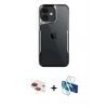 MARSİLYAN™- iPhone 11 Kılıf Akış Çizgi Koleksiyonu - Siyah 3D Antistatik Seramik Nano Ekran Koruyucu + Pers Alüminyum Kamera Lens - KI