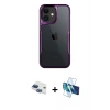 MARSİLYAN™- iPhone 11 Kılıf Akış Çizgi Koleksiyonu - Siyah 3D Antistatik Seramik Nano Ekran Koruyucu + Pers Alüminyum Kamera Lens - LT
