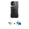 MARSİLYAN™- iPhone 11 Kılıf Akış Çizgi Koleksiyonu - Siyah 3D Antistatik Seramik Nano Ekran Koruyucu + Pers Alüminyum Kamera Lens - KI