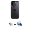MARSİLYAN™- iPhone 11 Kılıf Akış Çizgi Koleksiyonu - Siyah 3D Antistatik Seramik Nano Ekran Koruyucu + Pers Alüminyum Kamera Lens - GI
