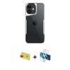 MARSİLYAN™- iPhone 11 Kılıf Akış Çizgi Koleksiyonu - Siyah 3D Antistatik Seramik Nano Ekran Koruyucu + Rainbow Kamera Lens Koruma Cam - KI