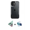 MARSİLYAN™- iPhone 11 Kılıf Akış Çizgi Koleksiyonu - Siyah 3D Antistatik Seramik Nano Ekran Koruyucu + Raze Metal Kamera Lens - KI