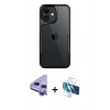 MARSİLYAN™- iPhone 11 Kılıf Akış Çizgi Koleksiyonu - Siyah 3D Antistatik Seramik Nano Ekran Koruyucu + Raze Metal Kamera Lens - MR