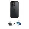 MARSİLYAN™- iPhone 11 Kılıf Akış Çizgi Koleksiyonu - Siyah 3D Antistatik Seramik Nano Ekran Koruyucu + Kamera Lens Koruma Cam - SF