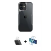 MARSİLYAN™- iPhone 11 Kılıf Akış Çizgi Koleksiyonu - Siyah 3D Antistatik Seramik Nano Ekran Koruyucu + Kamera Lens Koruma Cam - SF