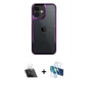MARSİLYAN™- iPhone 11 Kılıf Akış Çizgi Koleksiyonu - Siyah 3D Antistatik Seramik Nano Ekran Koruyucu + Kamera Lens Koruma Cam - SF