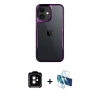 MARSİLYAN™- iPhone 11 Kılıf Akış Çizgi Koleksiyonu - Siyah 3D Antistatik Seramik Nano Ekran Koruyucu + PVD Metal Kamera Lens - TU
