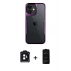 MARSİLYAN™- iPhone 11 Kılıf Akış Çizgi Koleksiyonu - Siyah 6D Antistatik Mat Seramik Hayalet Nano Ekran Koruyucu + PVD Metal Kamera Lens - SH