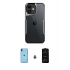 MARSİLYAN™- iPhone 11 Kılıf Akış Çizgi Koleksiyonu - Siyah 6D Antistatik Mat Seramik Hayalet Nano Ekran Koruyucu + Neon Fosforlu Kamera Lens - TU