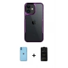 MARSİLYAN™- iPhone 11 Kılıf Akış Çizgi Koleksiyonu - Siyah 6D Antistatik Mat Seramik Hayalet Nano Ekran Koruyucu + Neon Fosforlu Kamera Lens - MI