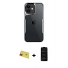 MARSİLYAN™- iPhone 11 Kılıf Akış Çizgi Koleksiyonu - Siyah 6D Antistatik Mat Seramik Hayalet Nano Ekran Koruyucu + Rainbow Kamera Lens Koruma Cam - KI