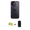 MARSİLYAN™- iPhone 11 Kılıf Akış Çizgi Koleksiyonu - Siyah 6D Antistatik Mat Seramik Hayalet Nano Ekran Koruyucu + Rainbow Kamera Lens Koruma Cam - KI