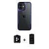 MARSİLYAN™- iPhone 11 Kılıf Akış Çizgi Koleksiyonu - Siyah 6D Antistatik Mat Seramik Hayalet Nano Ekran Koruyucu + Turuncu PVD Metal Kamera Lens