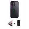 MARSİLYAN™- iPhone 11 Kılıf Akış Çizgi Koleksiyonu - Siyah 6D Antistatik Mat Seramik Hayalet Nano Ekran Koruyucu + Siyah Raze Metal Kamera Lens