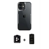 MARSİLYAN™- iPhone 11 Kılıf Akış Çizgi Koleksiyonu - Siyah 6D Antistatik Mat Seramik Hayalet Nano Ekran Koruyucu + Turuncu PVD Metal Kamera Lens