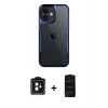 MARSİLYAN™- iPhone 11 Kılıf Akış Çizgi Koleksiyonu - Siyah 6D Antistatik Mat Seramik Hayalet Nano Ekran Koruyucu + PVD Metal Kamera Lens - SH