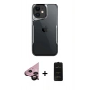 MARSİLYAN™- iPhone 11 Kılıf Akış Çizgi Koleksiyonu - Siyah 6D Antistatik Mat Seramik Hayalet Nano Ekran Koruyucu + Siyah Raze Metal Kamera Lens