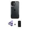 MARSİLYAN™- iPhone 11 Kılıf Akış Çizgi Koleksiyonu - Siyah 6D Antistatik Mat Seramik Hayalet Nano Ekran Koruyucu + Raze Metal Kamera Lens - MR