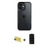 MARSİLYAN™- iPhone 11 Kılıf Akış Çizgi Koleksiyonu - Siyah 6D Antistatik Mat Seramik Hayalet Nano Ekran Koruyucu + Rainbow Kamera Lens Koruma Cam - KI
