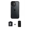 MARSİLYAN™- iPhone 11 Kılıf Akış Çizgi Koleksiyonu - Siyah 6D Antistatik Mat Seramik Hayalet Nano Ekran Koruyucu + Siyah PVD Metal Kamera Lens