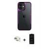 MARSİLYAN™- iPhone 11 Kılıf Akış Çizgi Koleksiyonu - Siyah 6D Antistatik Mat Seramik Hayalet Nano Ekran Koruyucu + Pers Alüminyum Kamera Lens - GD