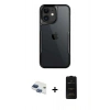 MARSİLYAN™- iPhone 11 Kılıf Akış Çizgi Koleksiyonu - Siyah 6D Antistatik Mat Seramik Hayalet Nano Ekran Koruyucu + Lacivert Pers Alüminyum Kamera Lens