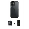 MARSİLYAN™- iPhone 11 Kılıf Akış Çizgi Koleksiyonu - Siyah 6D Antistatik Mat Seramik Hayalet Nano Ekran Koruyucu + Siyah PVD Metal Kamera Lens
