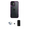 MARSİLYAN™- iPhone 11 Kılıf Akış Çizgi Koleksiyonu - Siyah 6D Antistatik Mat Seramik Hayalet Nano Ekran Koruyucu + Pers Alüminyum Kamera Lens - GI