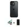 MARSİLYAN™- iPhone 11 Kılıf Akış Çizgi Koleksiyonu - Siyah 6D Antistatik Mat Seramik Hayalet Nano Ekran Koruyucu + Raze Metal Kamera Lens - KI