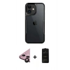 MARSİLYAN™- iPhone 11 Kılıf Akış Çizgi Koleksiyonu - Siyah 6D Antistatik Mat Seramik Hayalet Nano Ekran Koruyucu + Siyah Raze Metal Kamera Lens