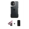 MARSİLYAN™- iPhone 11 Kılıf Akış Çizgi Koleksiyonu - Siyah 6D Antistatik Mat Seramik Hayalet Nano Ekran Koruyucu + Siyah Raze Metal Kamera Lens