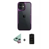 MARSİLYAN™- iPhone 11 Kılıf Akış Çizgi Koleksiyonu - Siyah 6D Antistatik Mat Seramik Hayalet Nano Ekran Koruyucu + Raze Metal Kamera Lens - KI