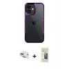 MARSİLYAN™- iPhone 11 Kılıf Akış Çizgi Koleksiyonu - Siyah 6D Mat Seramik Hayalet Nano Ekran Koruyucu + Pers Alüminyum Kamera Lens - GD