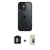 MARSİLYAN™- iPhone 11 Kılıf Akış Çizgi Koleksiyonu - Siyah 6D Mat Seramik Hayalet Nano Ekran Koruyucu + PVD Metal Kamera Lens - MI