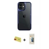 MARSİLYAN™- iPhone 11 Kılıf Akış Çizgi Koleksiyonu - Siyah 6D Mat Seramik Hayalet Nano Ekran Koruyucu + Rainbow Kamera Lens Koruma Cam - KI