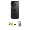 MARSİLYAN™- iPhone 11 Kılıf Akış Çizgi Koleksiyonu - Siyah 6D Mat Seramik Hayalet Nano Ekran Koruyucu + Rainbow Kamera Lens Koruma Cam - KI