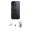 MARSİLYAN™- iPhone 11 Kılıf Akış Çizgi Koleksiyonu - Siyah 6D Mat Seramik Hayalet Nano Ekran Koruyucu + Renkli Kamera Lens Koruma Cam - YL