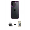 MARSİLYAN™- iPhone 11 Kılıf Akış Çizgi Koleksiyonu - Siyah 6D Mat Seramik Hayalet Nano Ekran Koruyucu + Şeffaf Kamera Lens Koruma Cam