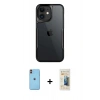 MARSİLYAN™- iPhone 11 Kılıf Akış Çizgi Koleksiyonu - Siyah 6D Mat Seramik Hayalet Nano Ekran Koruyucu + Turuncu Neon Fosforlu Kamera Lens