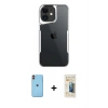 MARSİLYAN™- iPhone 11 Kılıf Akış Çizgi Koleksiyonu - Siyah 6D Mat Seramik Hayalet Nano Ekran Koruyucu + Turuncu Neon Fosforlu Kamera Lens