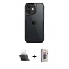 MARSİLYAN™- iPhone 11 Kılıf Akış Çizgi Koleksiyonu - Siyah Bilvis 3D Cam Ekran Koruyucu + Kamera Lens Koruma Cam - SF