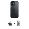 MARSİLYAN™- iPhone 11 Kılıf Akış Çizgi Koleksiyonu - Siyah Bilvis 3D Cam Ekran Koruyucu + Kamera Lens Koruma Cam - SF