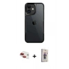 MARSİLYAN™- iPhone 11 Kılıf Akış Çizgi Koleksiyonu - Siyah Bilvis 3D Cam Ekran Koruyucu + Pers Alüminyum Kamera Lens - KI